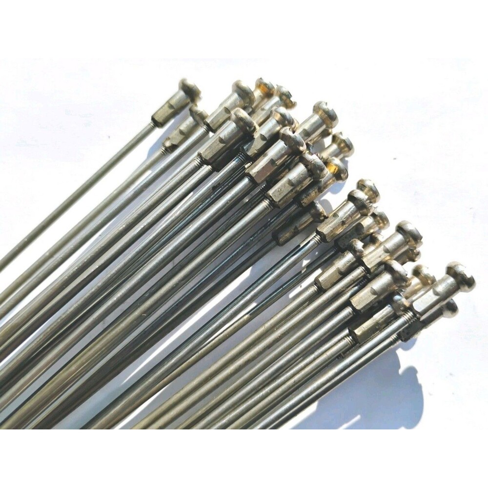 Lot Of 30 Stainless Steel 283mm Silver Bike Spokes 8.3g Each With Nipples
